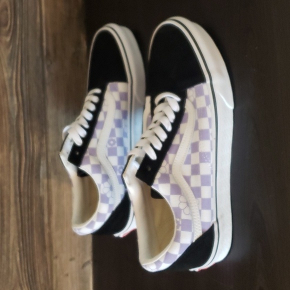 New Vans Old Skool Floral Check Lavender Purple White Black Sneakers - Picture 5 of 10